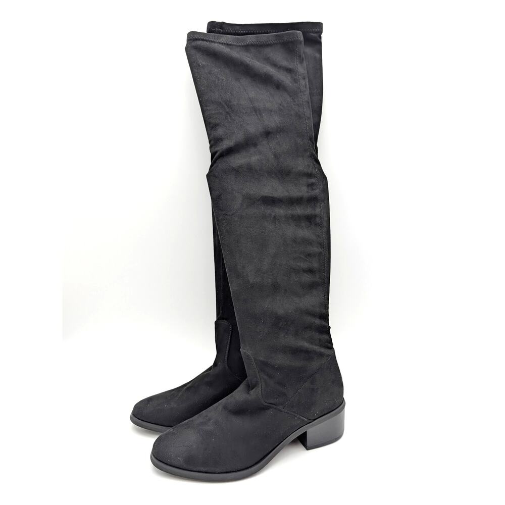 New York & Company Rana Over The Knee Boots Side Zip Women's Black Sz US7 EU37.5